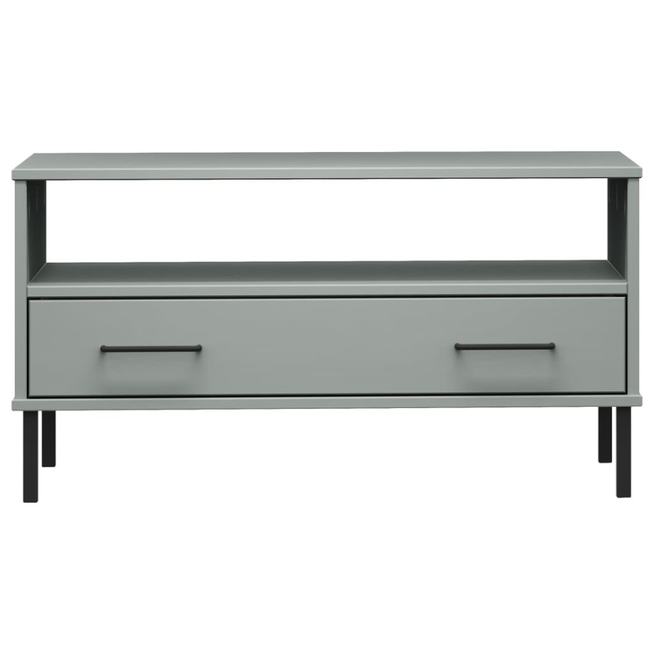 Mesa de centro patas metal OSLO madera maciza gris 85x50x45
