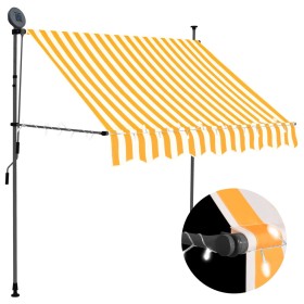 Toldo manual retráctil con LED blanco y naranja 200