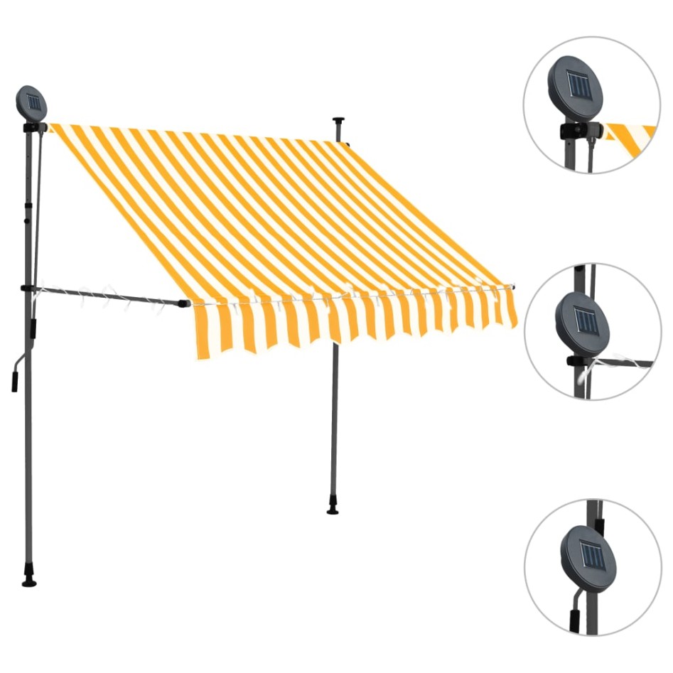 Toldo manual retráctil con LED blanco y naranja 200