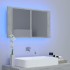 Armario espejo baño luz LED acrílico gris hormigón 80x12x45