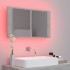 Armario espejo baño luz LED acrílico gris hormigón 80x12x45