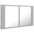 Armario espejo baño luz LED acrílico gris hormigón 80x12x45
