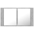 Armario espejo baño luz LED acrílico gris hormigón 80x12x45
