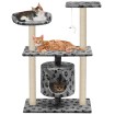 Rascador para gatos con poste de sisal 95 cm huellas gris