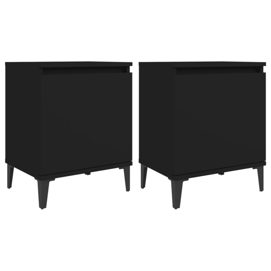 Mesitas de noche con patas de metal negro 40x30x50