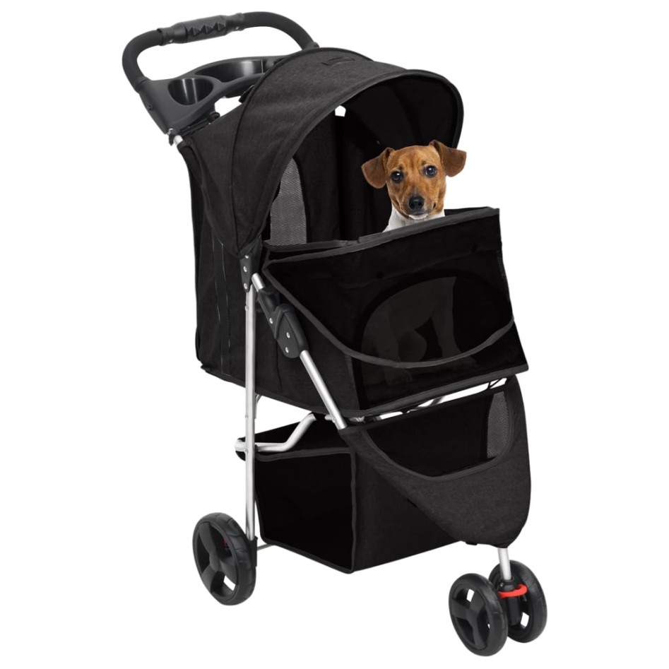 Cochecito para perros plegable tela oxford negro 80x46x98