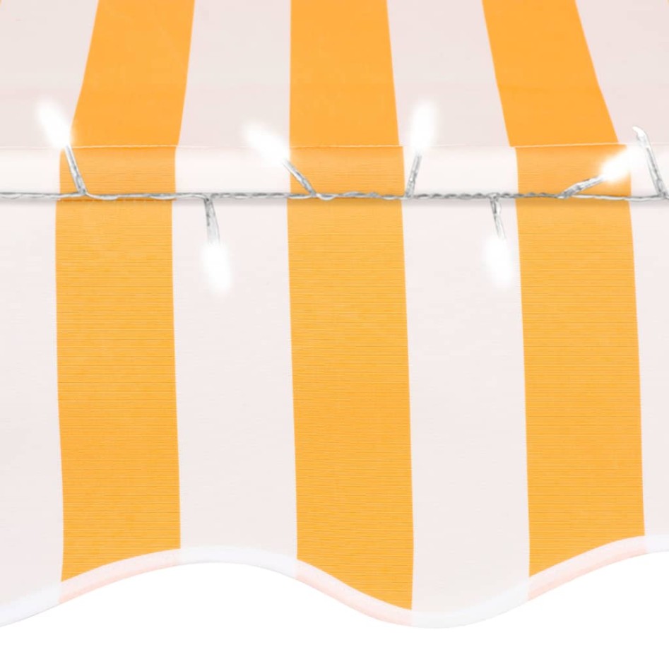 Toldo manual retráctil con LED blanco y naranja 350