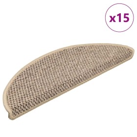 Alfombrilla autoadhesiva escalera sisal 15 uds beige 56x17x3