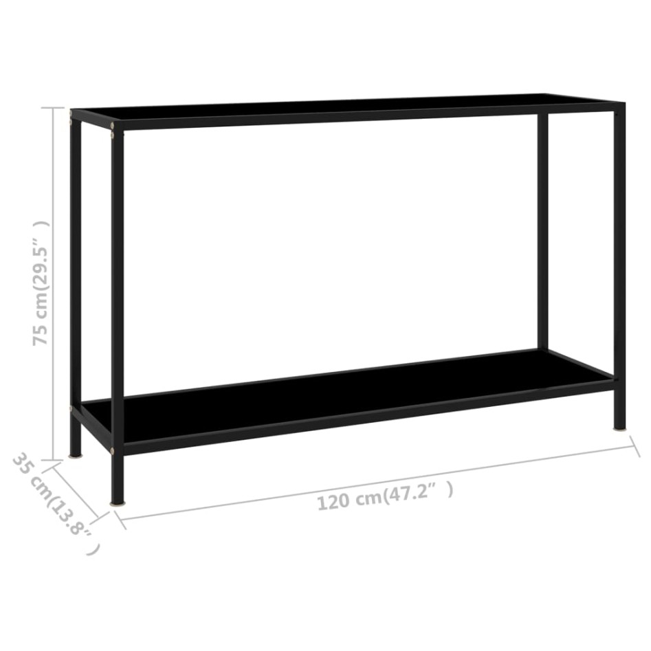 Mesa de consola negro vidrio templado 120x35x75