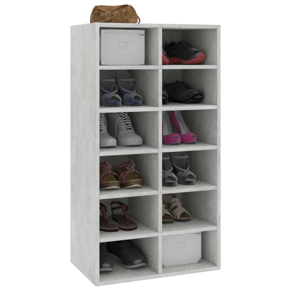 Zapatero de madera contrachapada gris hormigón 54x34x100,5