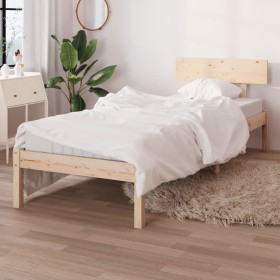 Estructura de cama sin colchón madera maciza 90x200