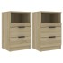 Mesita de noche 2 uds madera contrachapada color roble