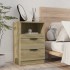 Mesita de noche 2 uds madera contrachapada color roble