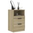 Mesita de noche 2 uds madera contrachapada color roble