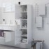 Armario de baño madera contrachapada blanco brillo 30x30x130
