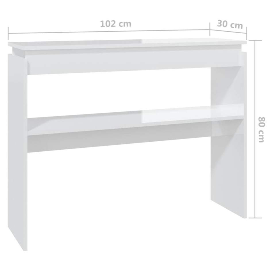 Mesa consola madera contrachapada blanco brillante 102x30x80