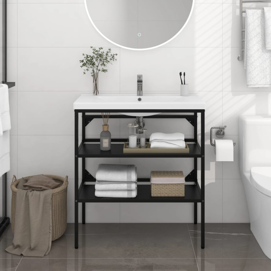 Estructura de lavabo de hierro negro 79x38x83