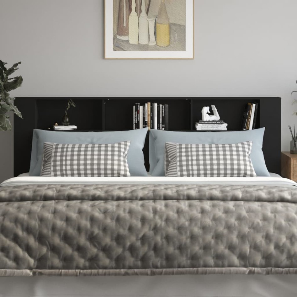 Mueble cabecero negro 220x18,5x104,5