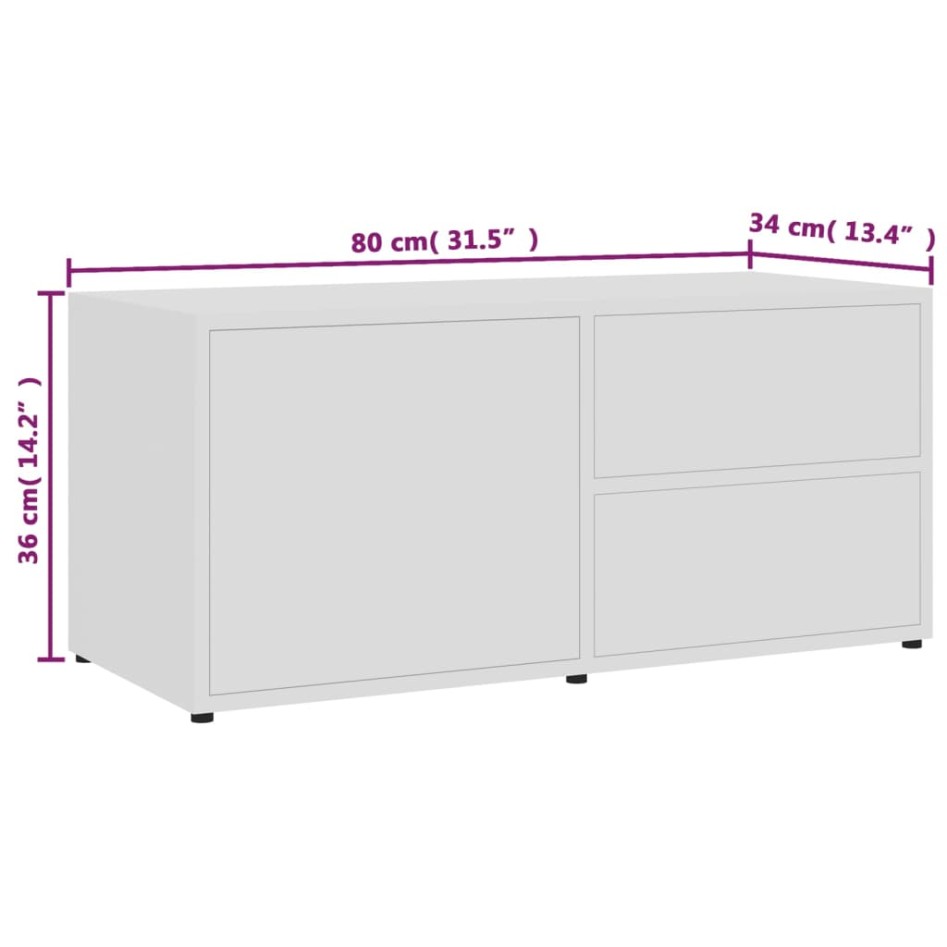 Mueble para TV madera contrachapada blanco 80x34x36