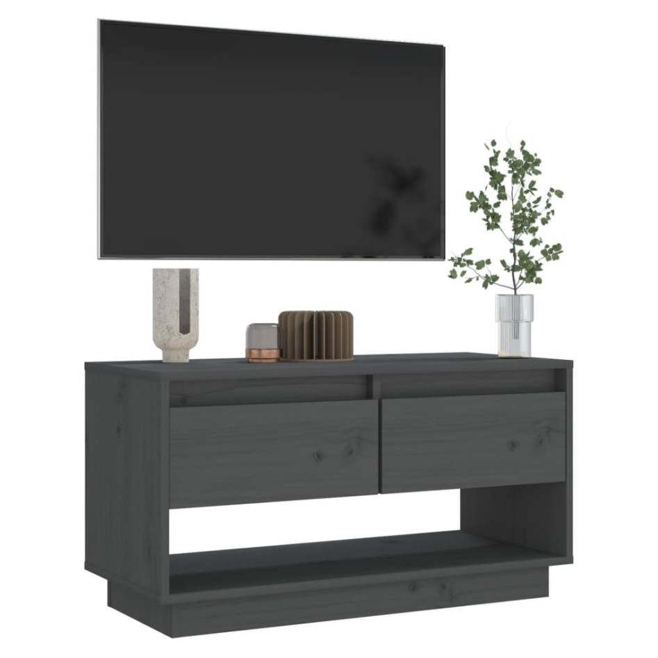 Mueble de TV de madera maciza de pino gris 74x34x40