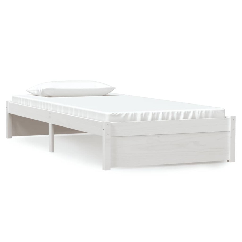 Estructura de cama sin colchón madera maciza blanco 90x200