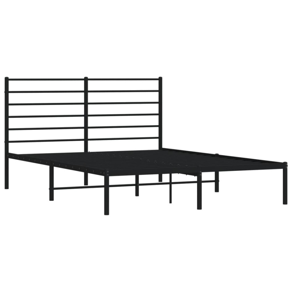 Estructura cama sin colchón con cabecero metal negro 140x190