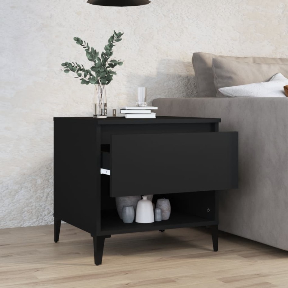 Mesa auxiliar madera contrachapada negro 50x46x50