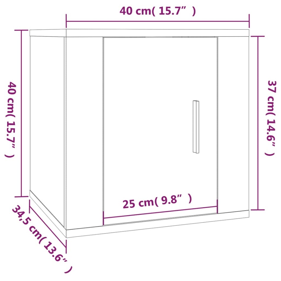 Muebles para TV de pared 2 uds roble marrón 40x34,5x40