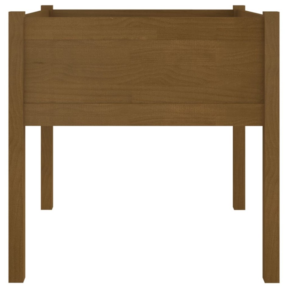 Jardineras 2 uds madera maciza de pino marrón miel 70x70x70