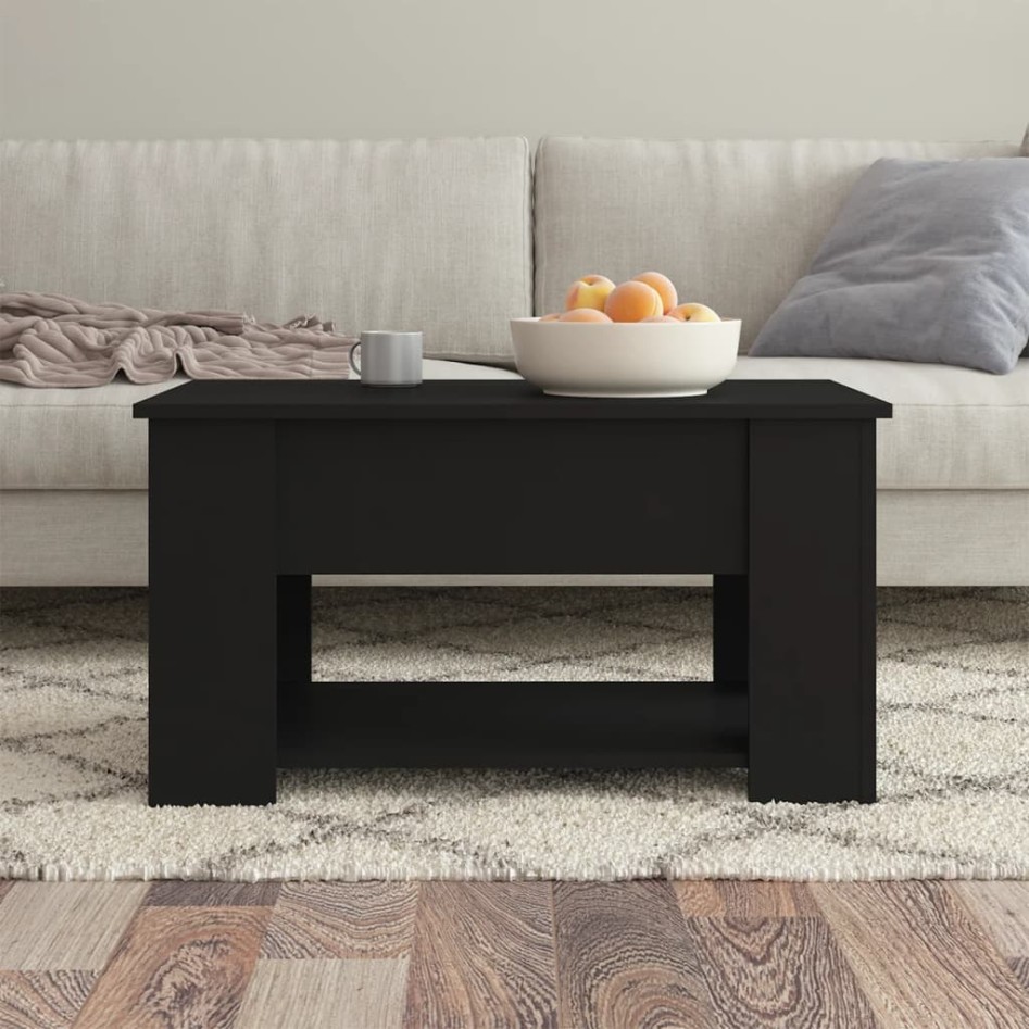 Mesa de centro madera de ingeniería negra 79x49x41