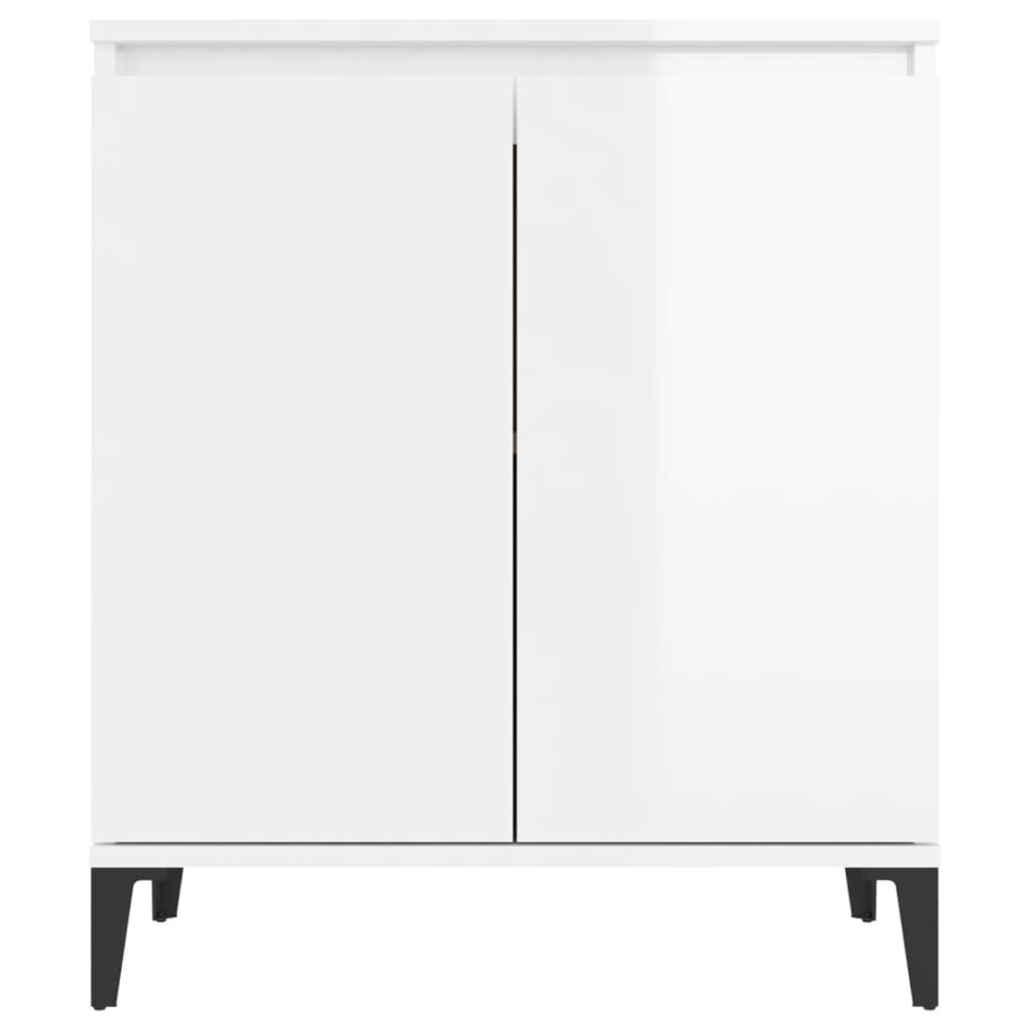 Aparador de madera contrachapada blanco brillante 60x35x70