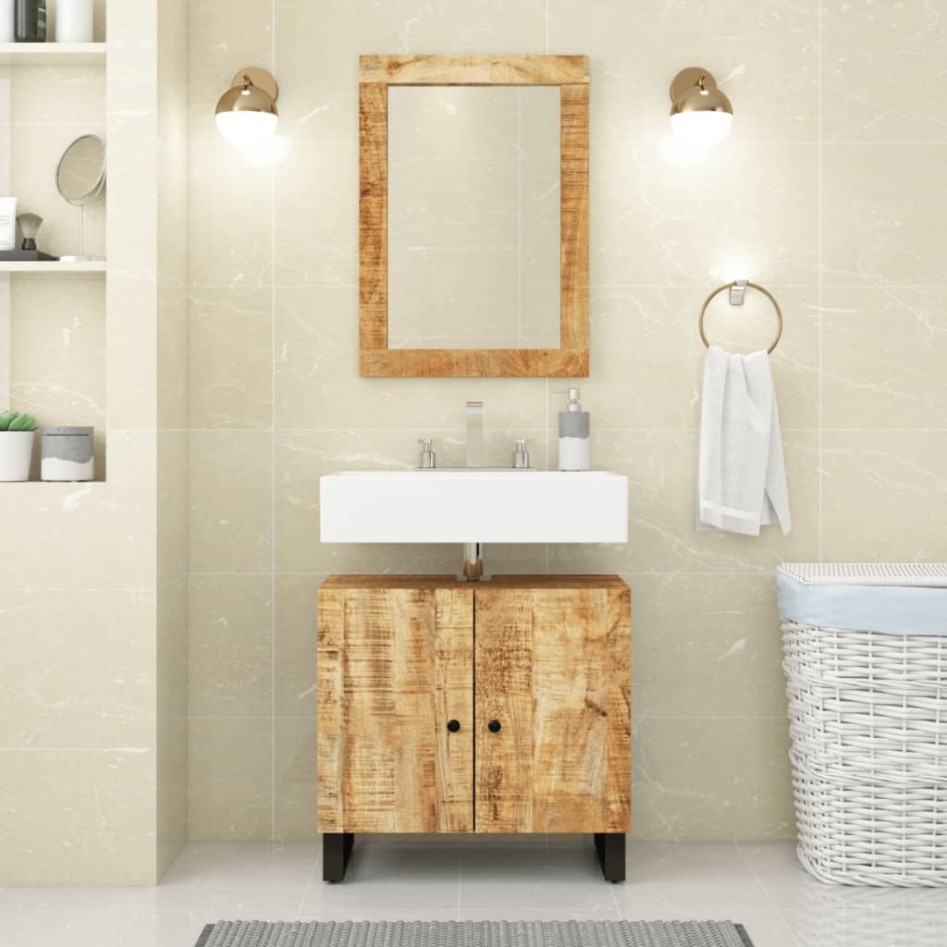 Mueble de lavabo madera mango y madera ingeniería 62x33x58
