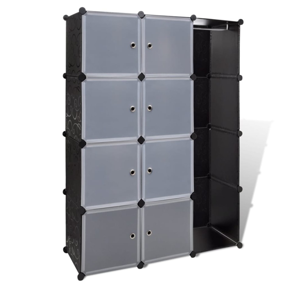 vidaXl Armario modular 9 compartimentos negro y blanco 109x36,5x143