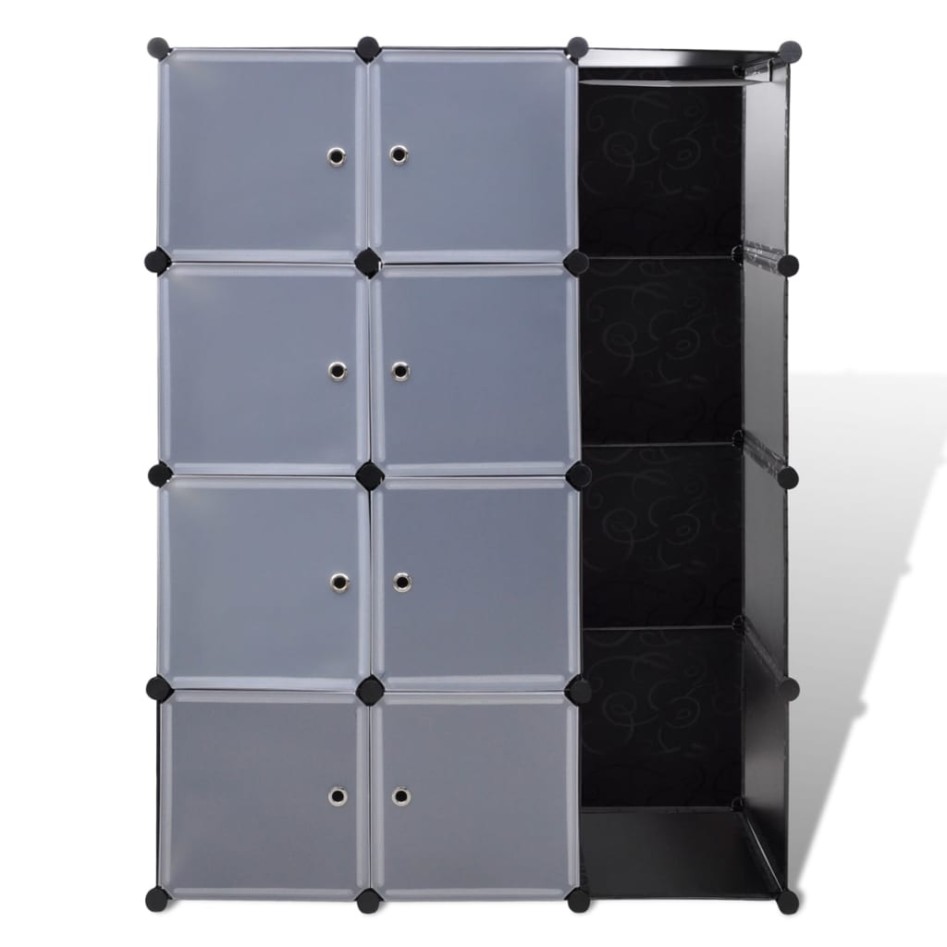 vidaXl Armario modular 9 compartimentos negro y blanco 109x36,5x143
