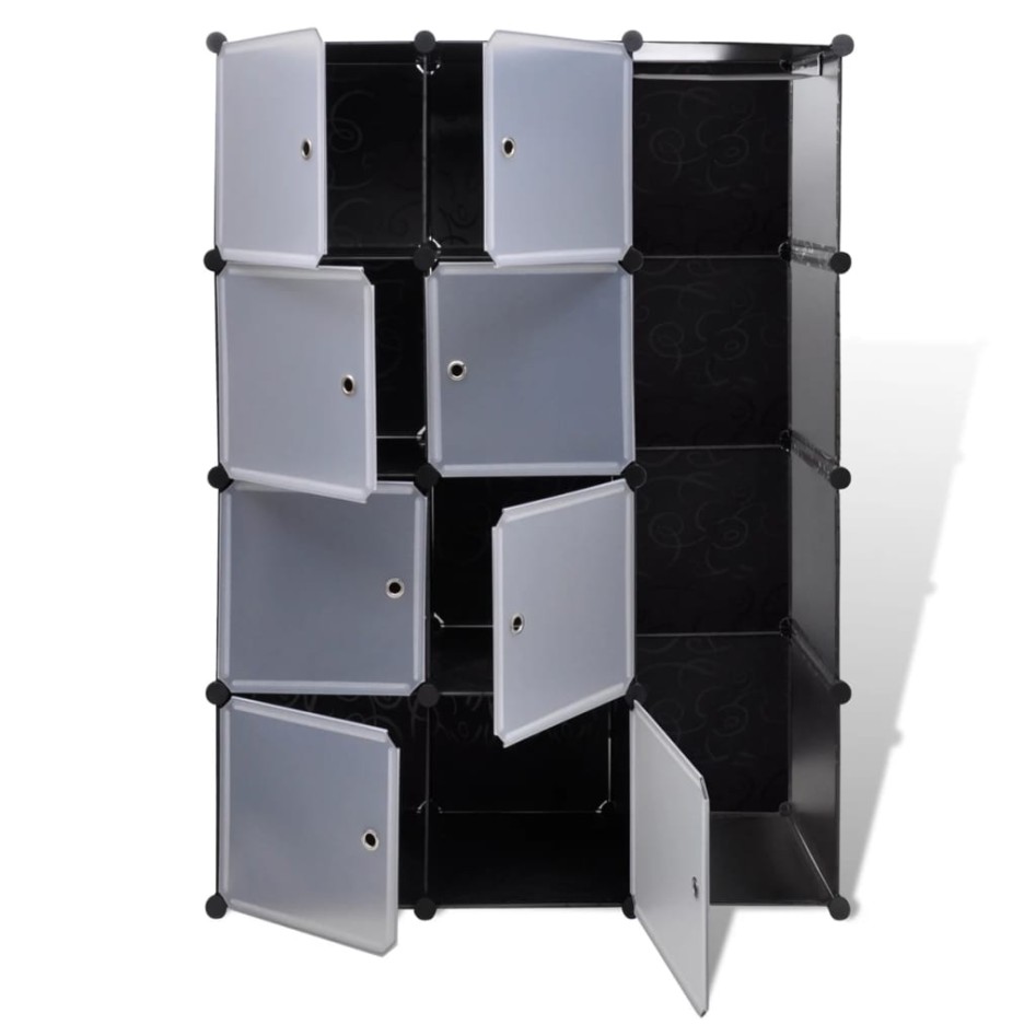 vidaXl Armario modular 9 compartimentos negro y blanco 109x36,5x143