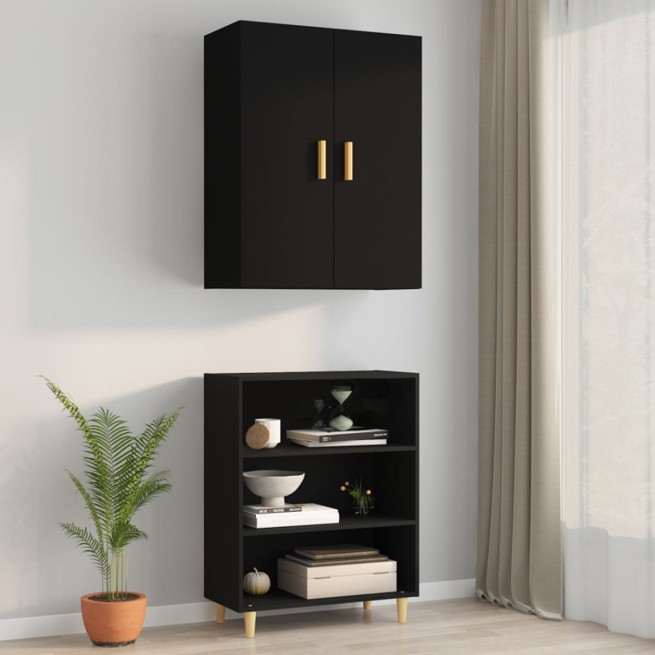 Armario de pared colgante negro 69,5x34x90