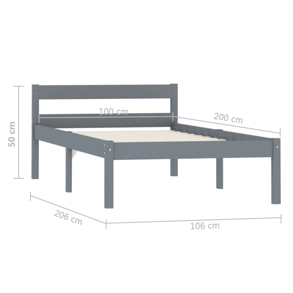 Estructura de cama sin colchón madera de pino gris 100x200