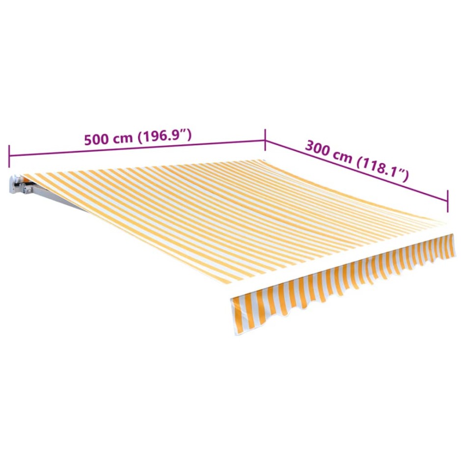 Toldo de lona naranja y blanco 500x300