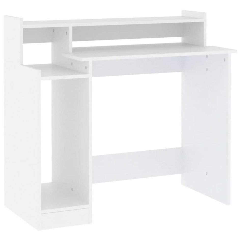Escritorio con luz LED madera contrachapada blanco 97x45x90