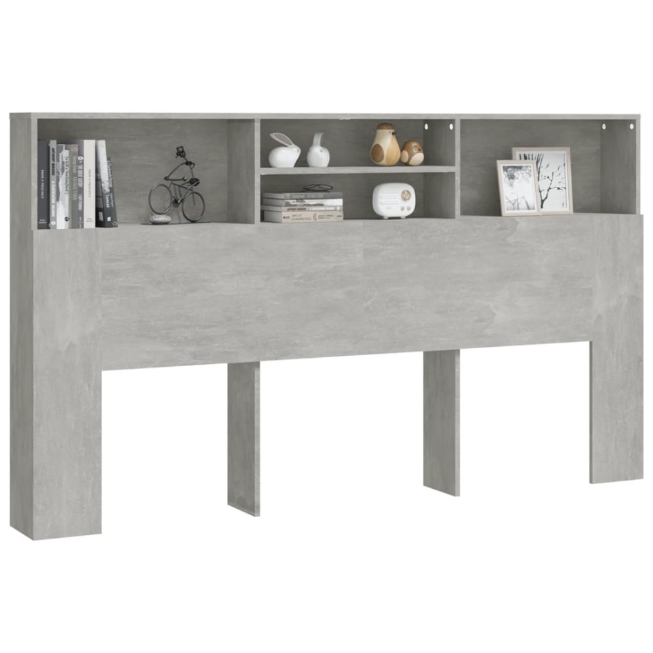 Mueble cabecero gris hormigón 180x19x103,5