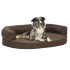 Colchón de cama de perro ergonómico aspecto lino marrón