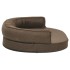 Colchón de cama de perro ergonómico aspecto lino marrón