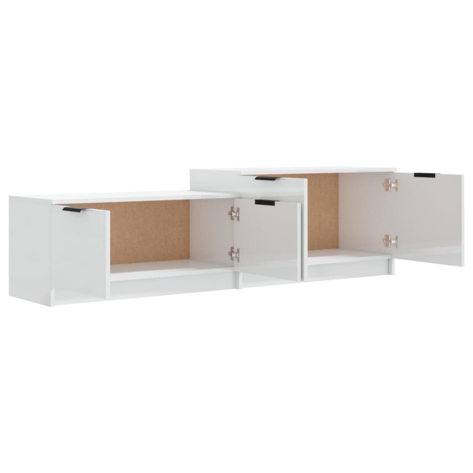Mueble TV madera contrachapada blanco brillante 158,5x36x45