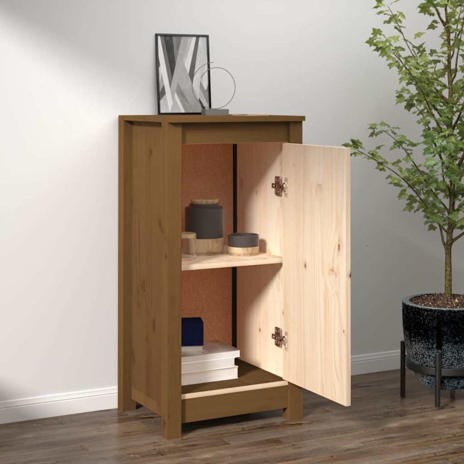 Aparador de madera maciza de pino marrón miel 39x35x80