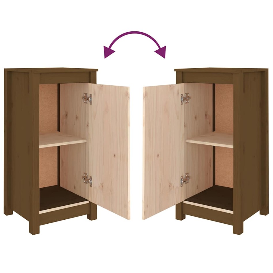 Aparador de madera maciza de pino marrón miel 39x35x80