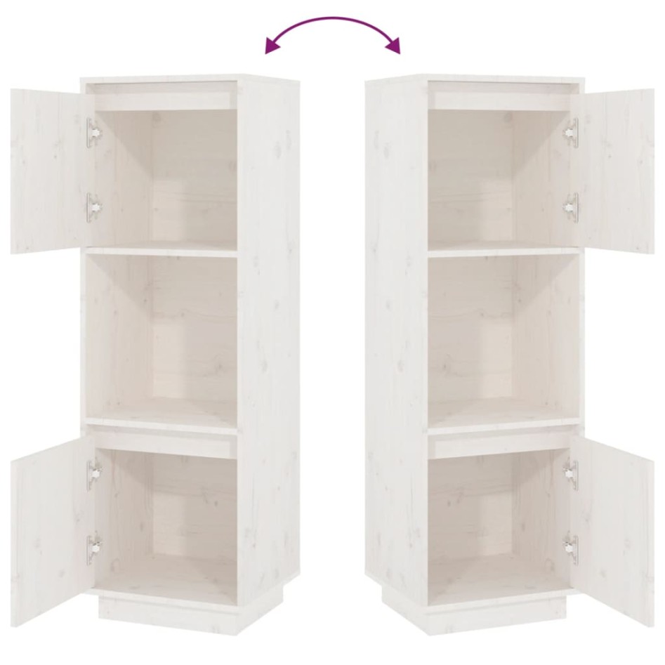 Aparador alto de madera maciza de pino banco 38x35x117