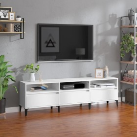 Mueble de TV madera contrachapada blanco 150x30x44,5
