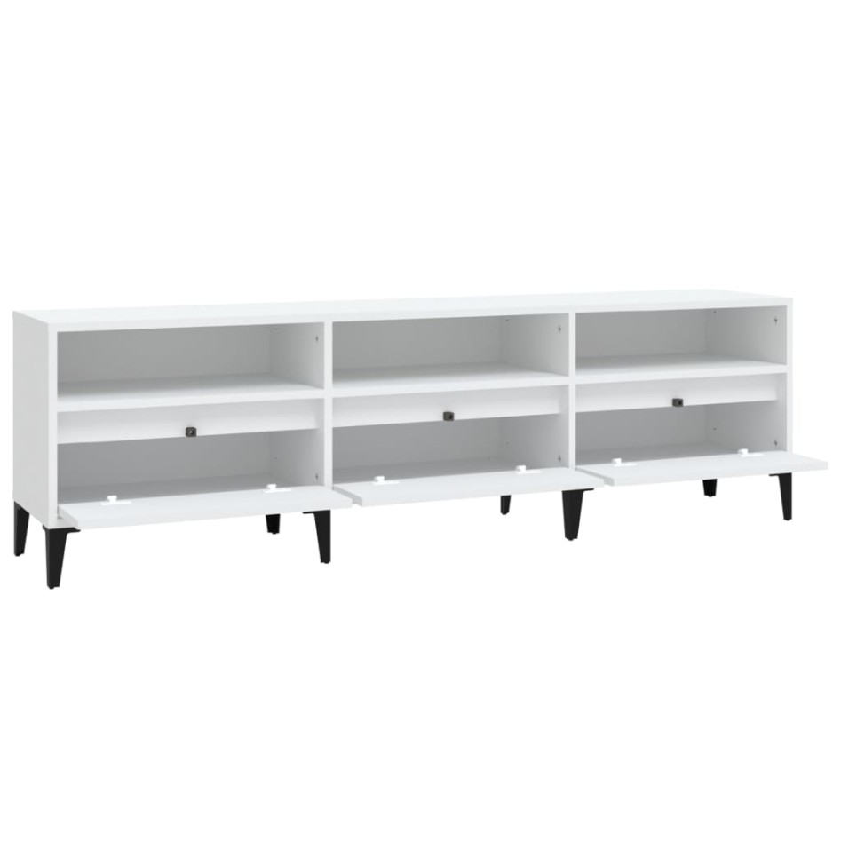 Mueble de TV madera contrachapada blanco 150x30x44,5