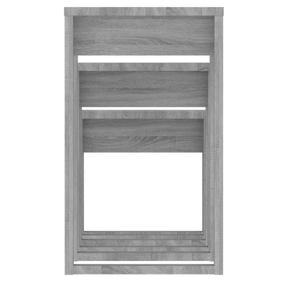 Mesas apilables 3 pzas madera contrachapada color gris