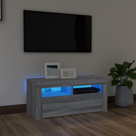 Mueble de TV con luces LED gris Sonoma 90x35x40